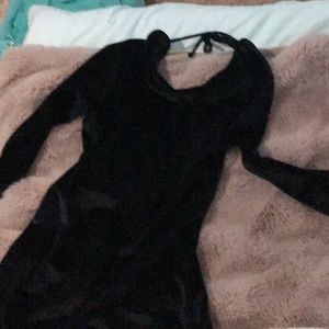 Velvet black crossed dress